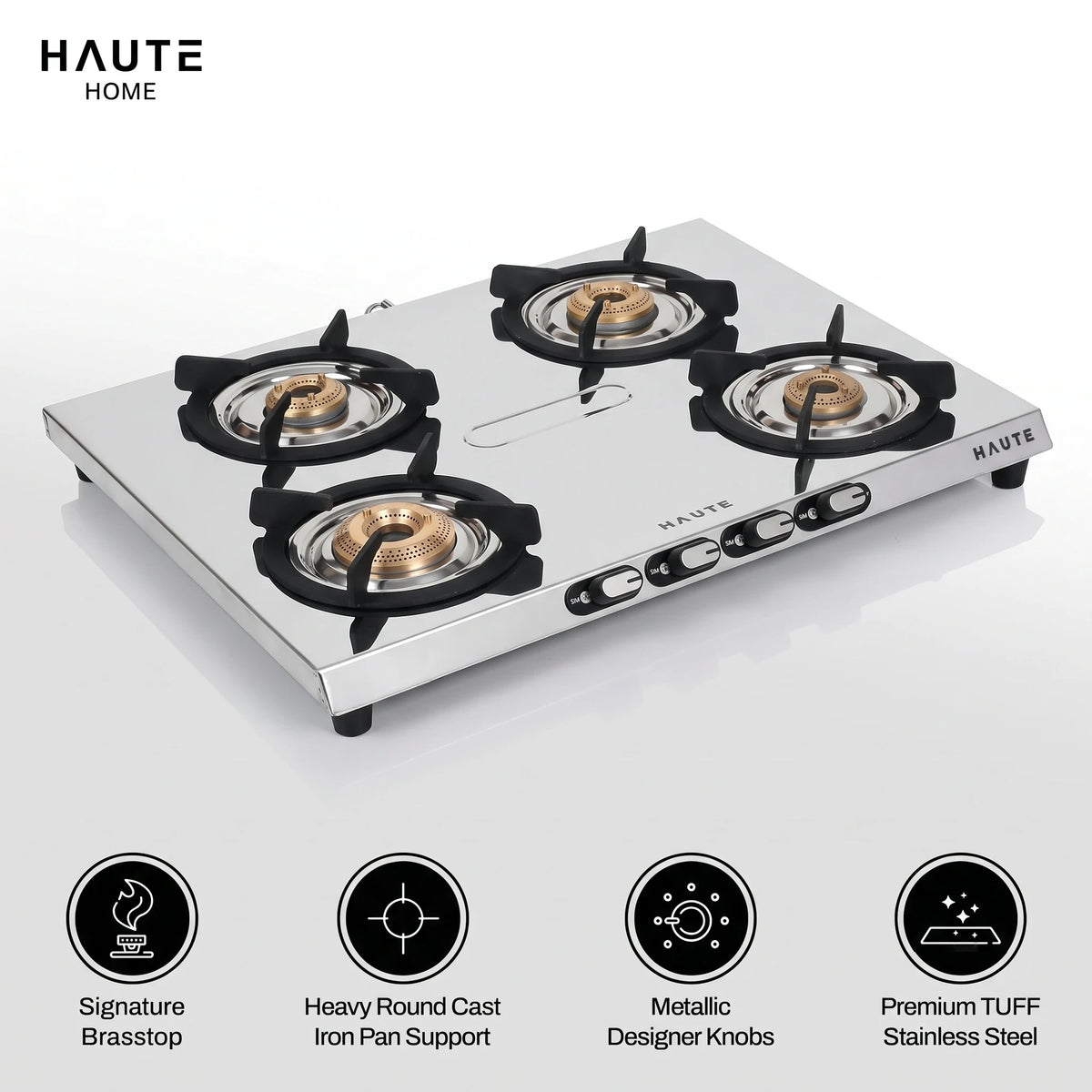 Velora Series Stainless Steel Gas Stove – 4 Burner