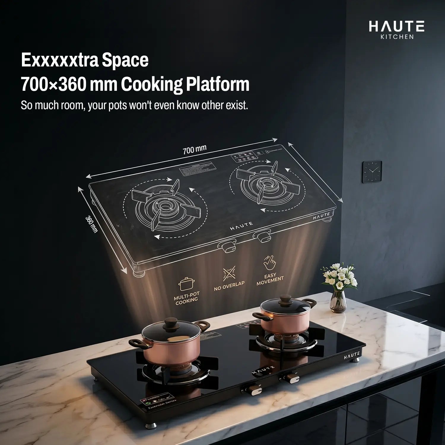 Essencia Series All Black Gas Stove – 2 Burner (Glass Top)