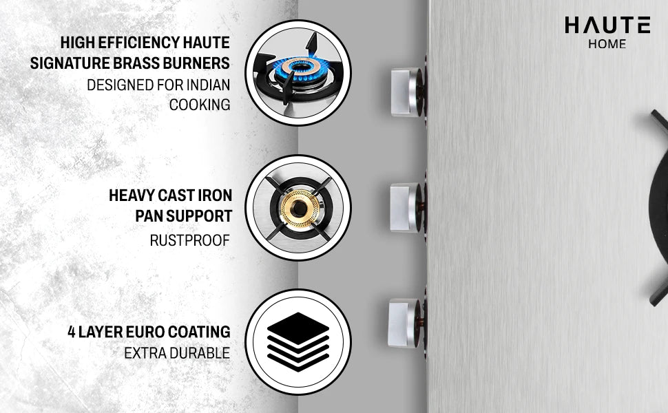 Essencia Series Stainless Steel Gas Stove – 3 Burner