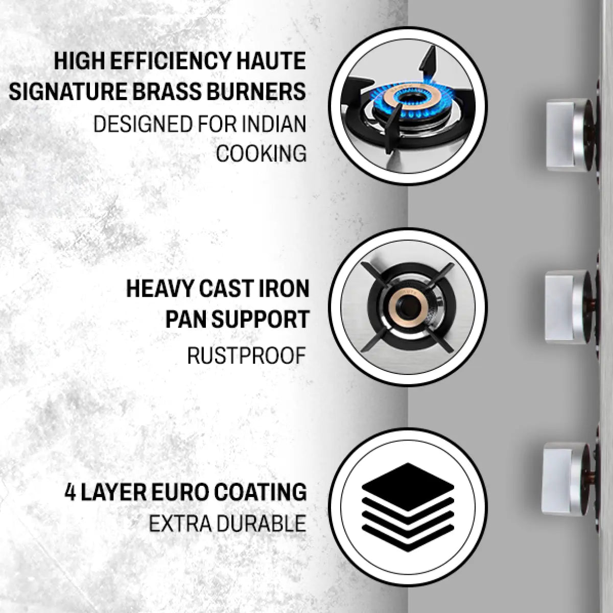 Essencia Series Stainless Steel Gas Stove – 3 & 4 Burner