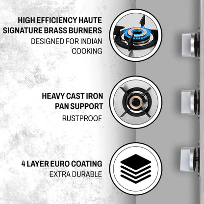 Essencia Series Stainless Steel Gas Stove – 3 & 4 Burner