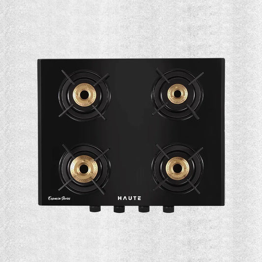 Essencia Series All Black Gas Stove – 4 Burner (Glass Top)