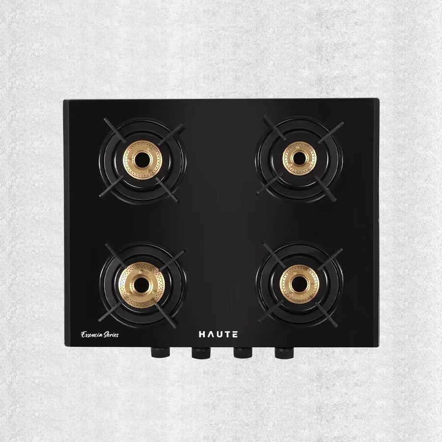 Essencia Series All Black Gas Stove – 3 & 4 Burner (Glass Top)