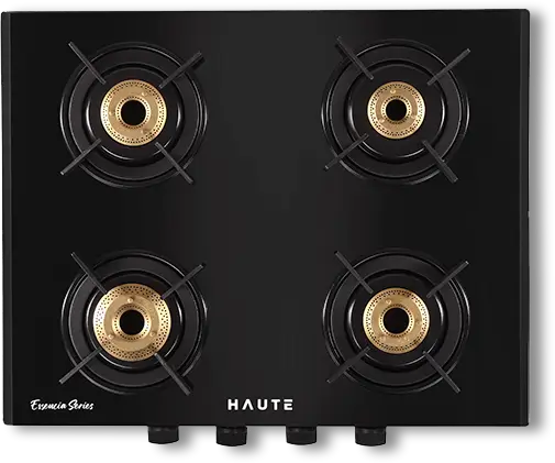 Essencia Series All Black Gas Stove – 4 Burner (Glass Top)
