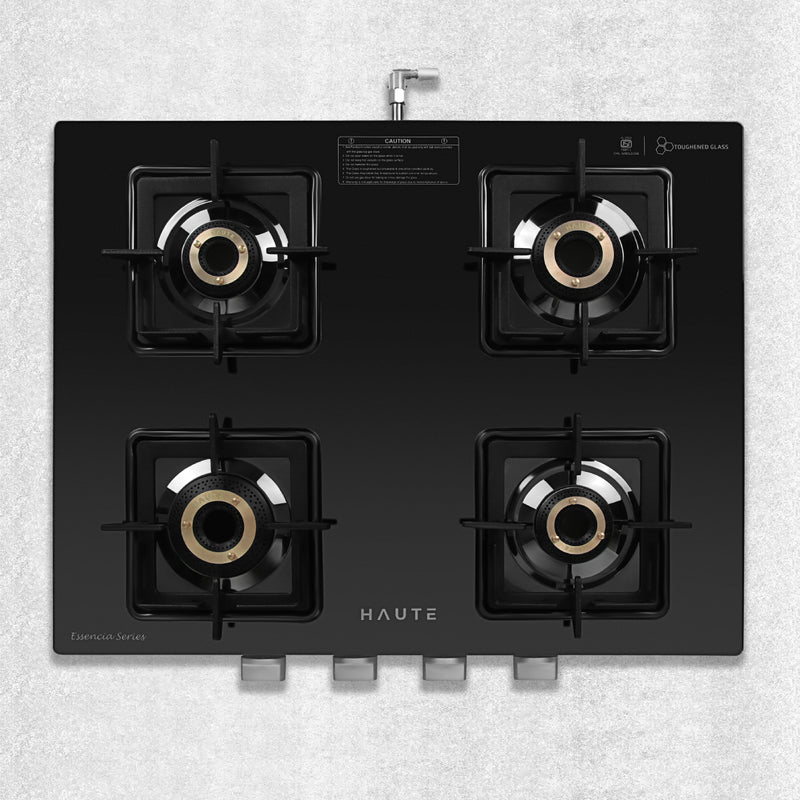 Essencia Automatic Gas Stove – 4 Burner (Glass Top)