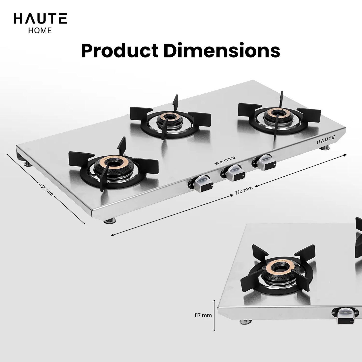 Essencia Series Stainless Steel Gas Stove – 3 & 4 Burner