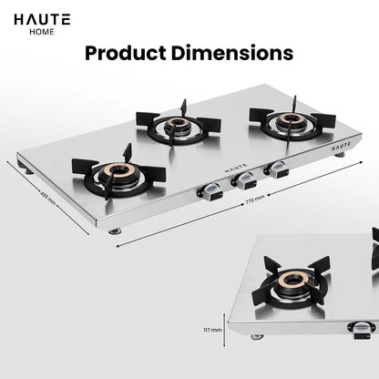 Essencia Series Stainless Steel Gas Stove – 3 & 4 Burner