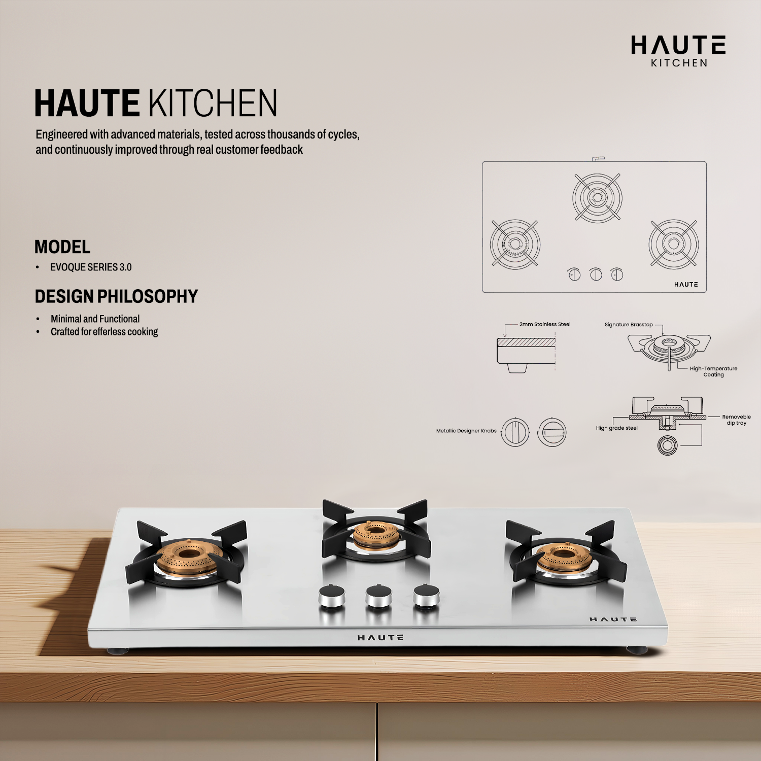 Evoque Series Stainless Steel Gas Stove – 3 and 4 Burner