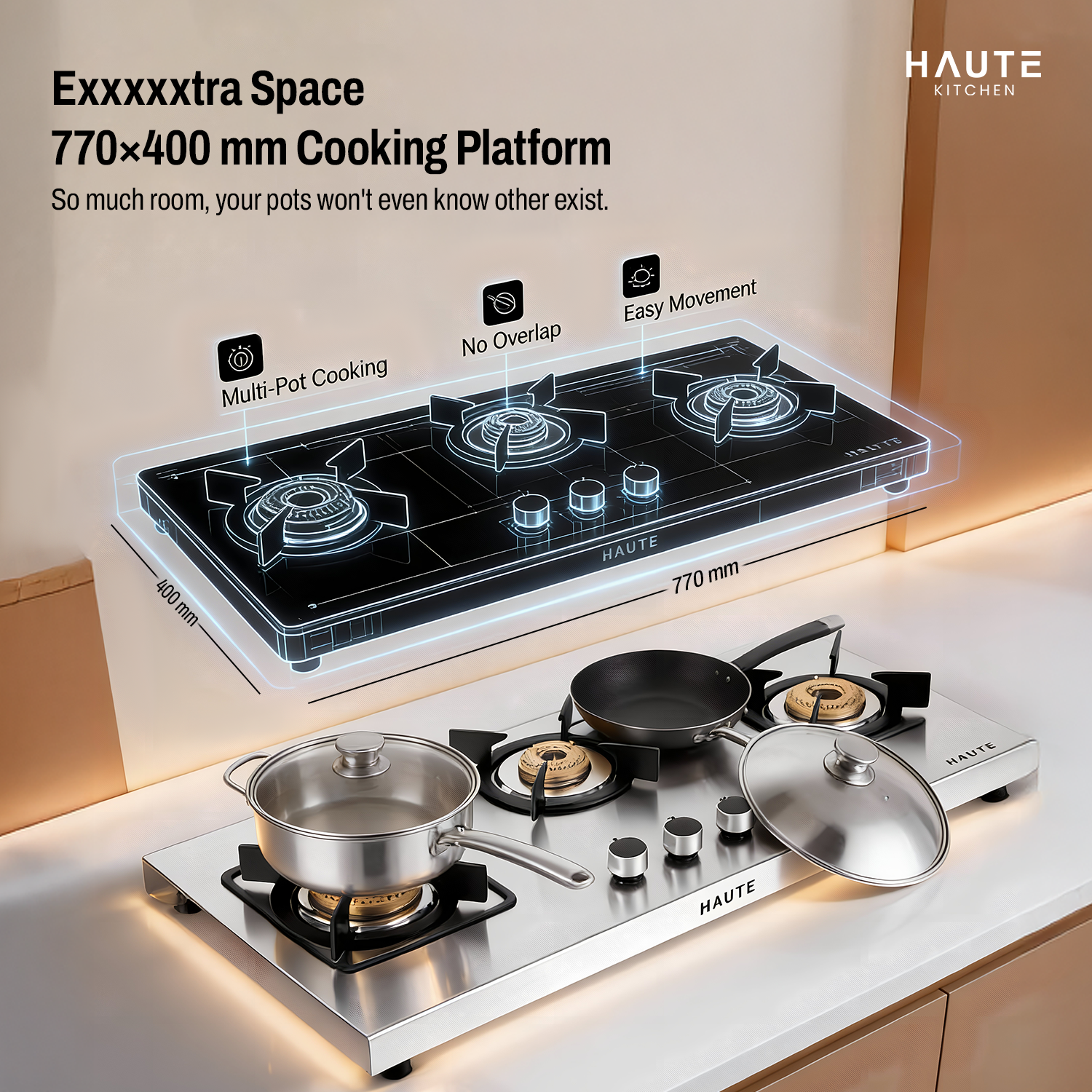 Evoque Series Stainless Steel Gas Stove – 3 and 4 Burner