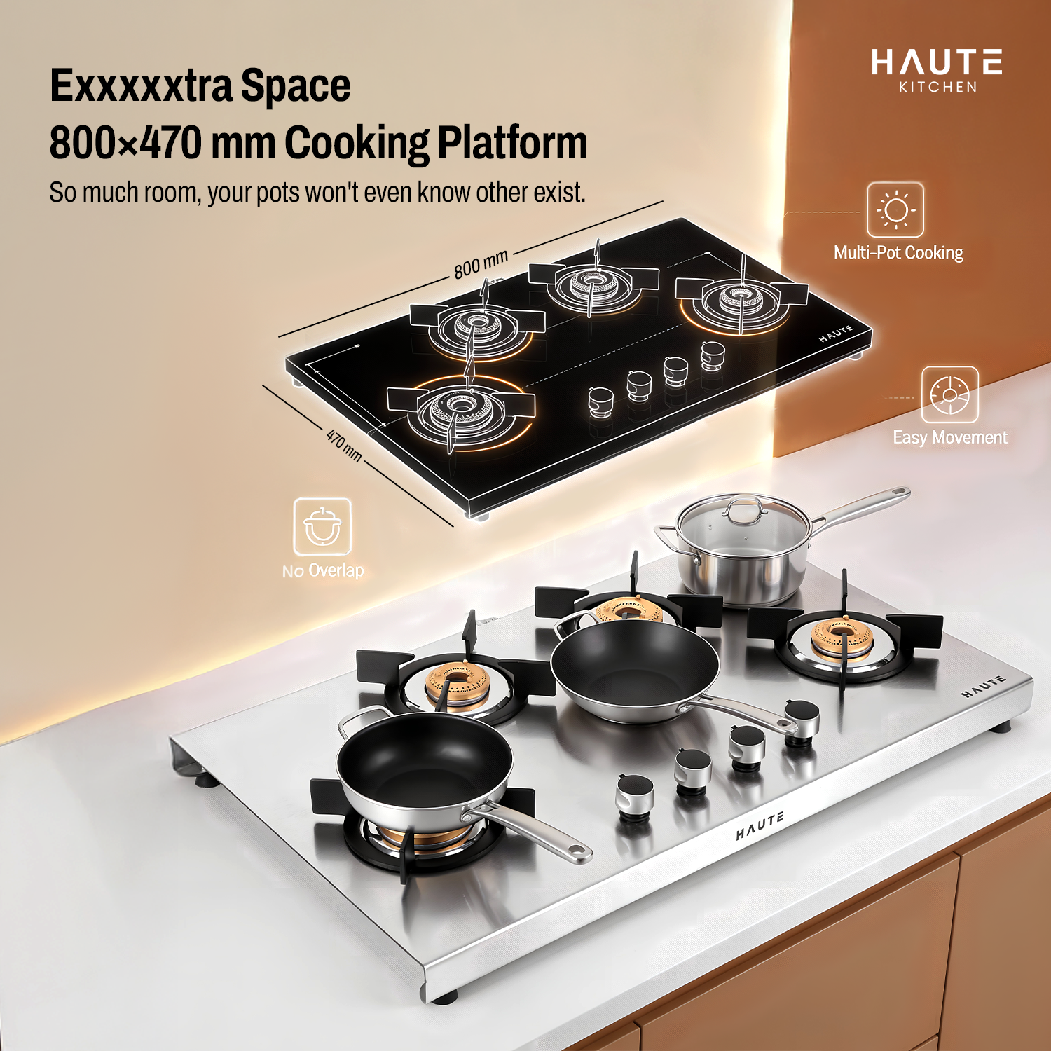 Evoque Series Stainless Steel Gas Stove – 4 Burner