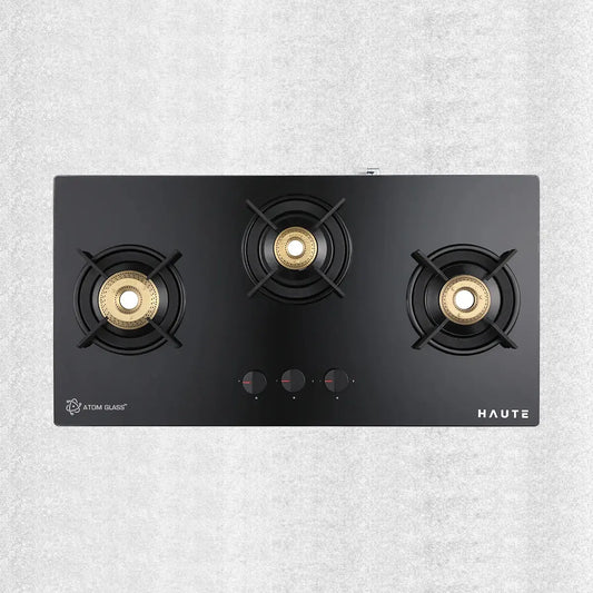 Evoque Series Black/Black & White Glass Top Gas Stove – 3 & 4 Burner