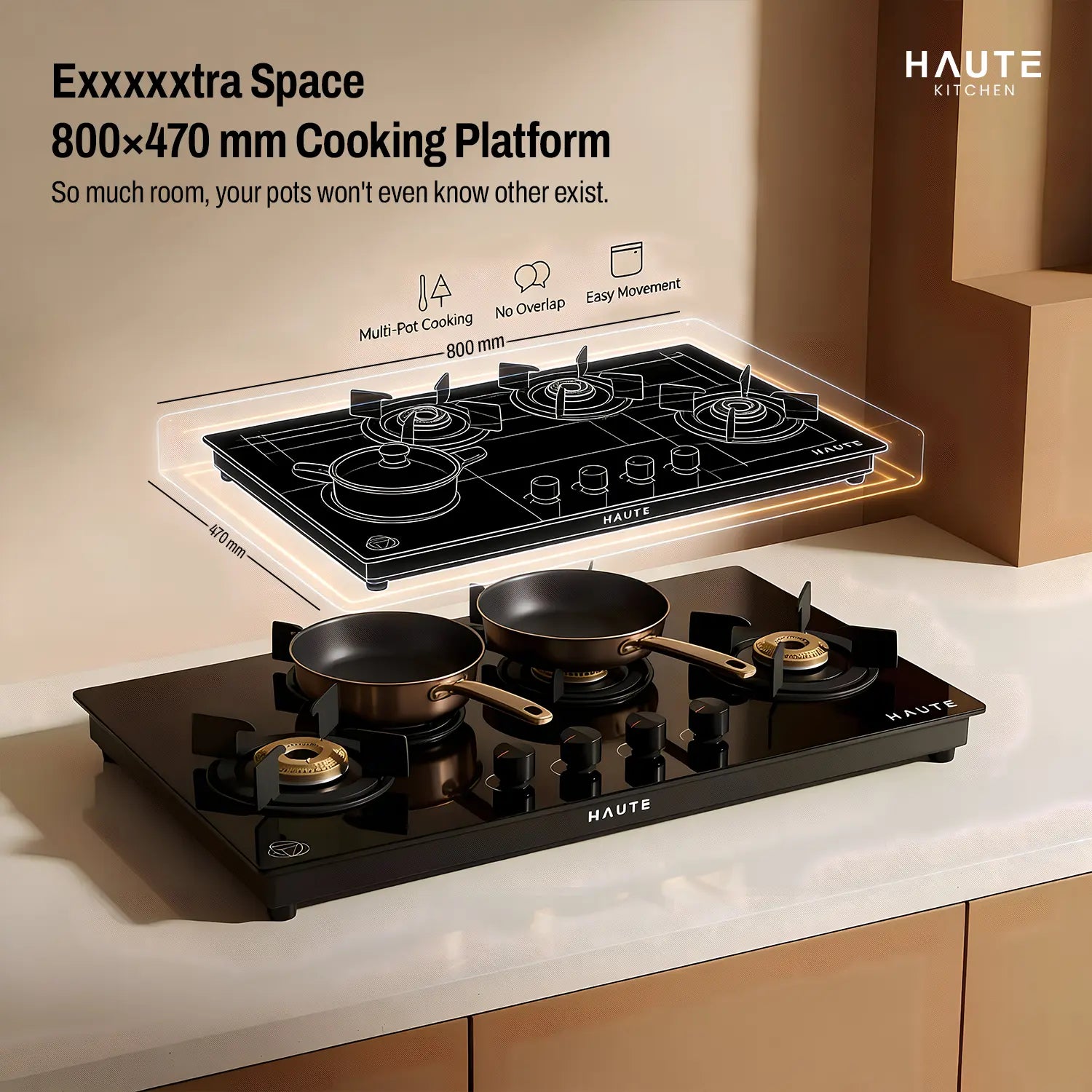 Evoque Series Glass Top Gas Stove – 4 Burner