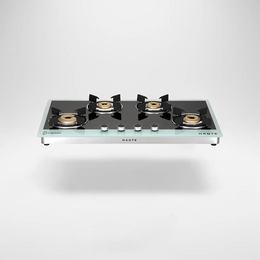 Evoque Series Black/Black & White Glass Top Gas Stove – 3 & 4 Burner