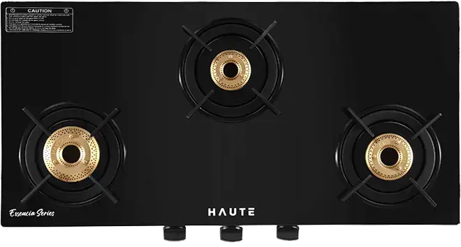 Essencia Series All Black Gas Stove – 3 Burner (Glass Top)
