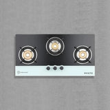 Evoque Series B&W Glass Top Gas Stove – 3 Burner