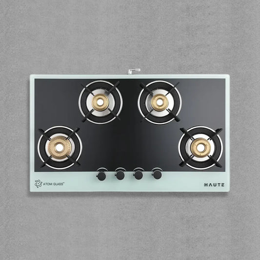Evoque Series B&W Glass Top Gas Stove – 4 Burner